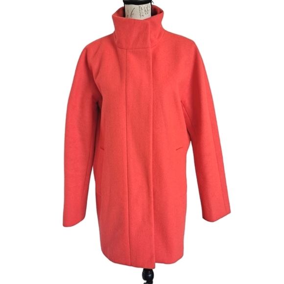 J. Crew Factory Jackets & Blazers - SOLD J. Crew Factory City long Coat Cocoon wool blend Pea coral red winter 10